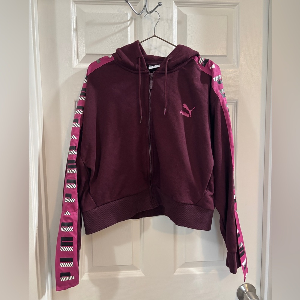 Puma Zipper Hoddies Sweater Size L burgundy